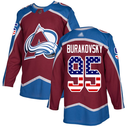 Adidas Colorado Avalanche Men 95 Andre Burakovsky Burgundy Home Authentic USA Flag Stitched NHL Jersey